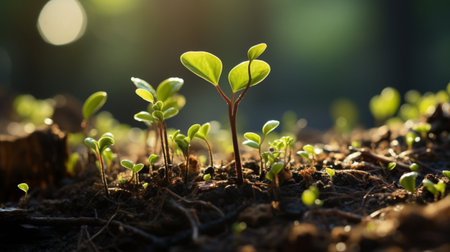 Green seedling illustrating concept of new life and eco-friendly developmentの素材