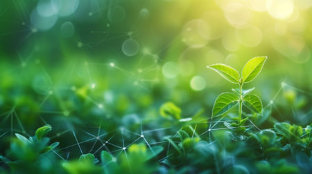 Green leaves on blurred nature background with bokeh light effect.の素材