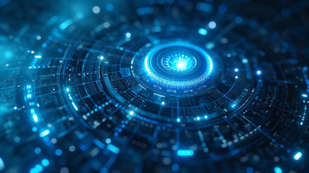 Abstract technology concept. Futuristic blue background. 3D rendering.の素材