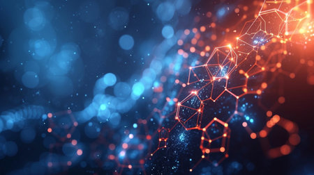 Abstract polygonal space low poly dark background with connecting dots and lines. Connection structure. 3d renderingの素材
