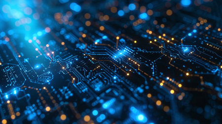 Circuit board technology background. 3d rendering, 3d illustration.の素材