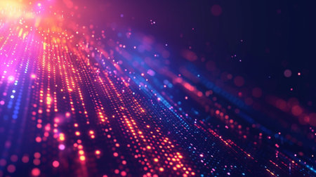3d render of glowing particles in space with depth of field and bokeh effect. Futuristic background with depth of field and bokeh effect. Abstract background with depth of field.の素材