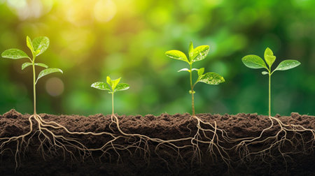 Green seedling illustrating concept of new life and investment in green businessの素材