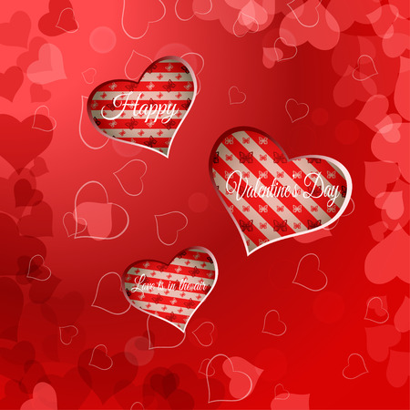 Vector Happy Valentine's Day gradient background with cutout red heart.のイラスト素材