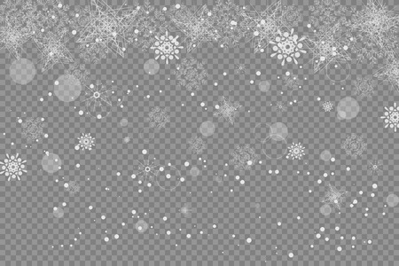 Vector blank of transparent snowfall with snowflakes and radiance.のイラスト素材
