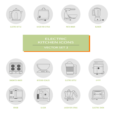 Set of vector icons of kitchen appliances. Vector icons of kitchen appliances.のイラスト素材