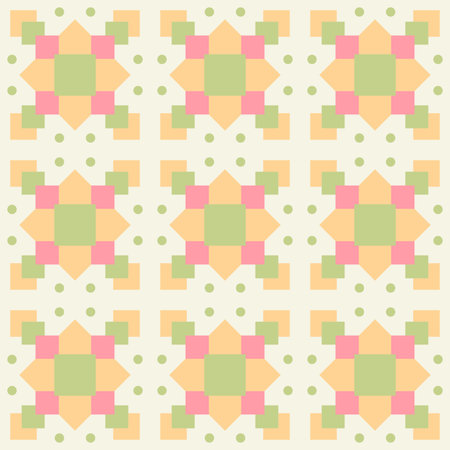 Seamless geometric pattern with circles and squares.