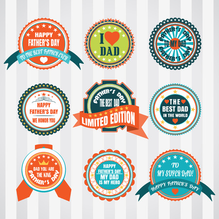 Vintage labels vector set for father's day. Retro labels vector set for happy father's day. Vector set of labels for father's day.のイラスト素材