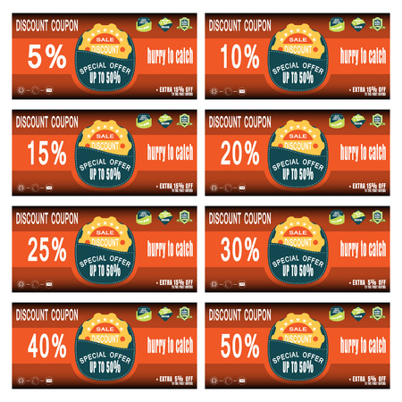Vector set of discount coupons for promoting sales with badges.のイラスト素材