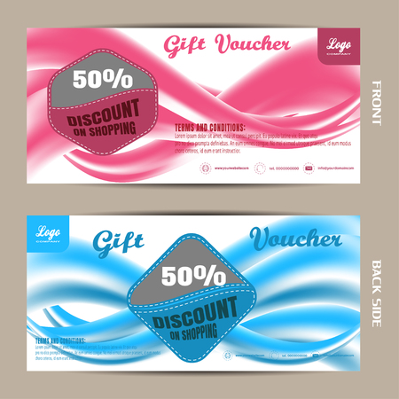 Blank of gift voucher vector illustration to increase sales on background with waves.のイラスト素材