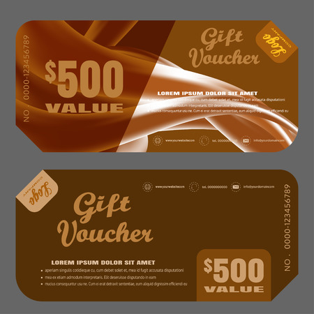 Blank of gift voucher vector illustration to increase sales on brown and dark brown background with waves.のイラスト素材