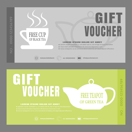 Blank of gift voucher vector illustration to increase the sales of tea in a bar and cafe.のイラスト素材