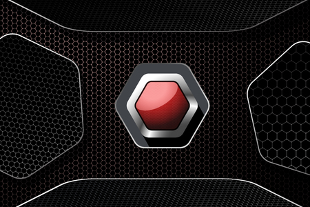 Vector hexagon gradient red mesh background with hexagon black and red shapes with shadow for business.のイラスト素材