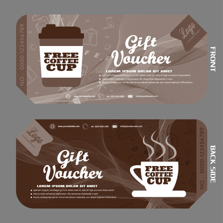 Blank of gift voucher illustration to increase the sales of coffee with background.のイラスト素材