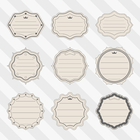 set of frame vintage labels for the signature of notebooks and textbooks. Back to school - set of frame labels.のイラスト素材
