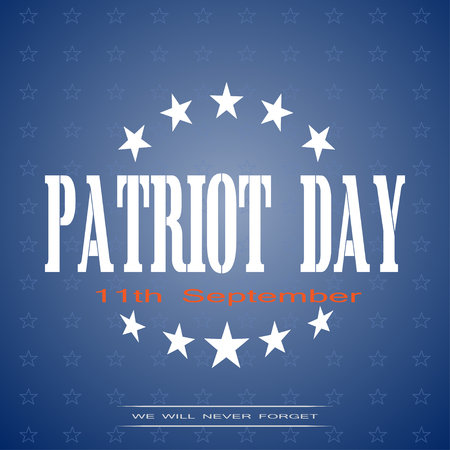 Patriot Day poster on a gradient blue background with stars and text.のイラスト素材
