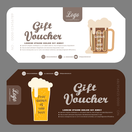 gift voucher of free beer to increase the sales of beer in a bar and cafe.のイラスト素材