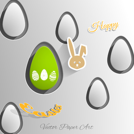 Vector paper art carve of Easter eggs cut from paper.のイラスト素材