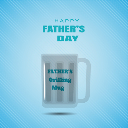 Happy Father's Day vector poster on the gradient blue background with empty mug for beer, text and shadow.のイラスト素材