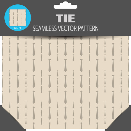A seamless vector pattern with brown neckties on the light brown background in the package with pattern unit and shadow.のイラスト素材