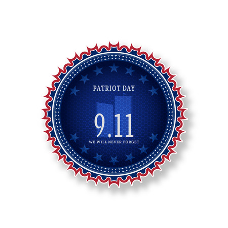 Vector label of Patriot Day with mesh and shadow on the white background.のイラスト素材
