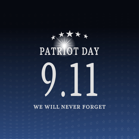 Vector poster of Patriot Day with text and glow on the dark blue background with stars.のイラスト素材