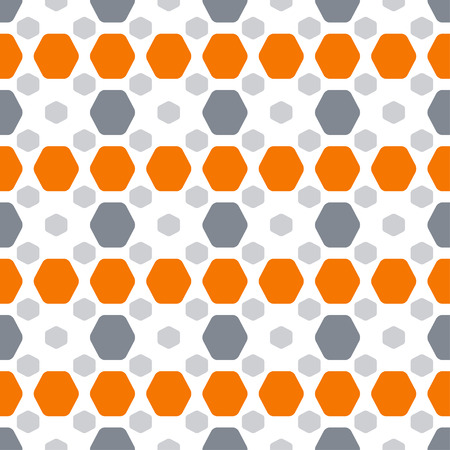 Abstract seamless pattern with orange and gray hexagon shapes on the white background.の写真素材
