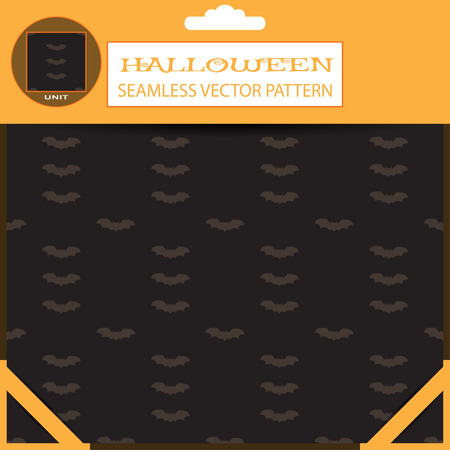 Halloween vector seamless patterns with bat dark gray silhouettes on the dark background in the package with pattern unit.のイラスト素材
