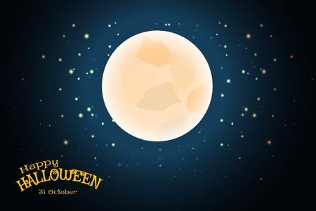 Poster for Halloween holiday with full moon and stars.のイラスト素材