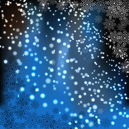 Vector abstract winter dark blue background with snowflak pattern and radiance.のイラスト素材