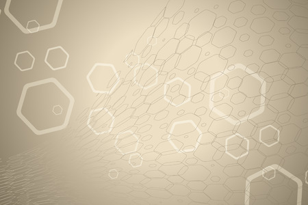 Abstract gradient light brown background with intersecting hexagon shapes and mesh.の写真素材