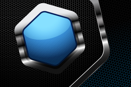 Abstract gradient white and blue mesh background with hexagon blue shape in the metal frame.の写真素材