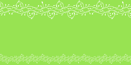 Abstract green background with two horizontal plant branches of different size.のイラスト素材