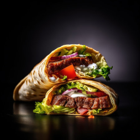 Realistic photo of Doner Kebab. Close-Up Food Photographyの素材