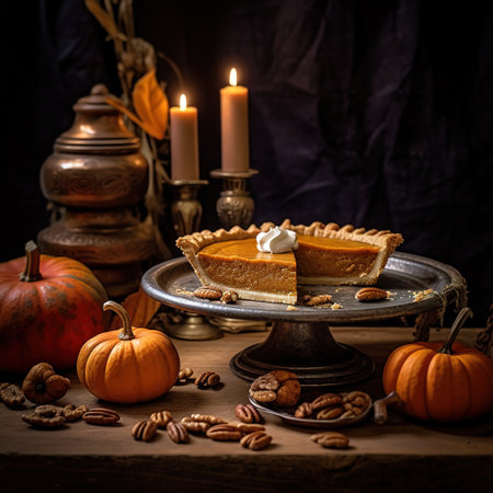 Realistic photo of Pumpkin Pie. Close-Up Food Photographyの素材