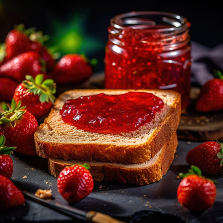 Realistic photo of Strawberry Jam. Close-Up Food Photographyの素材