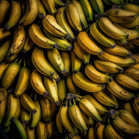 Realistic photo of a bunch of bananas. top view fruit sceneryの素材