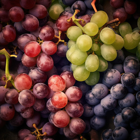 Realistic photo of different kind of grapes. top view fruit sceneryの素材