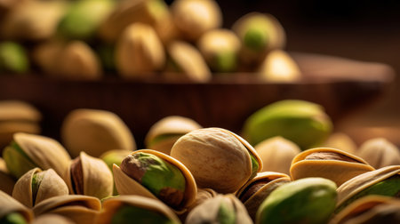 Realistic photo of a bunch of pistachios. top view nuts sceneryの素材