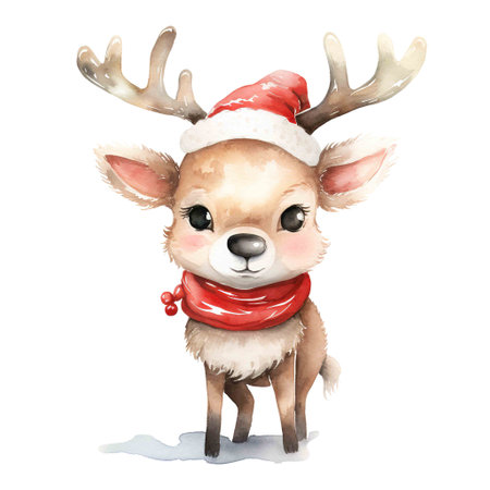Reindeer For Christmas Event. Watercolor Style. AI Generatedの素材