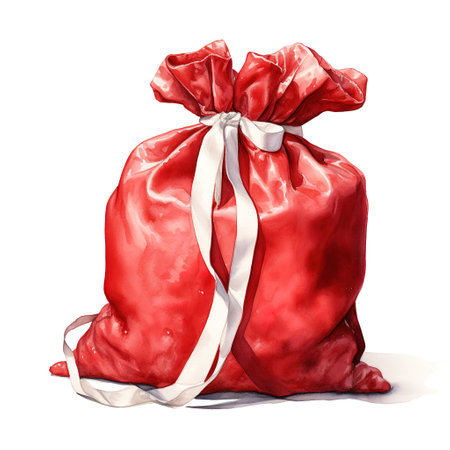 Santa's Bag For Christmas Event. Watercolor Style. AI Generatedの素材