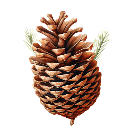 Pine Cone For Christmas Event. Watercolor Style. AI Generatedの素材