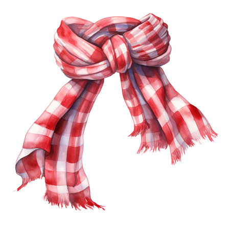 Red Scarf For Christmas Event. Watercolor Style. AI Generatedの素材