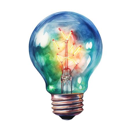 Christmas Light Bulb For Christmas Event. Watercolor Style. AI Generatedの素材
