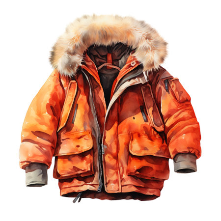 Winter Jacket For Christmas Event. Watercolor Style. AI Generatedの素材