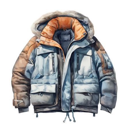 Winter Jacket For Christmas Event. Watercolor Style. AI Generatedの素材