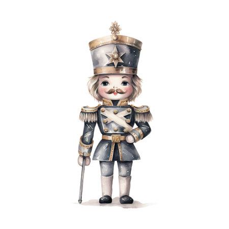 Nutcracker For Christmas Event. Watercolor Style. AI Generatedの素材