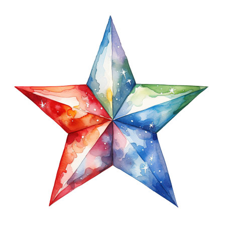Star Decorations For Christmas Event. Watercolor Style. AI Generatedの素材
