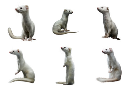 Six White Weasels in Various Posesの素材