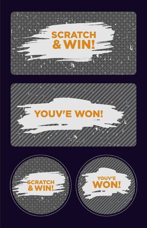 Vector Set of Scratch & Win Card/ Lottery Ticket/ Scratch Torn Marks Effect. Suitable for Scratch Card Games or Lottery Concept.のイラスト素材
